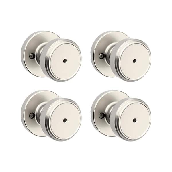 Kwikset Maven Satin Nickel Privacy Bed/BathDoor Knob 4-Pack