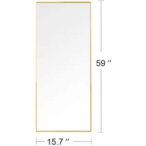 15.7 in. W x 59 in. H Full Length Mirror with Gold Aluminum Alloy Frame