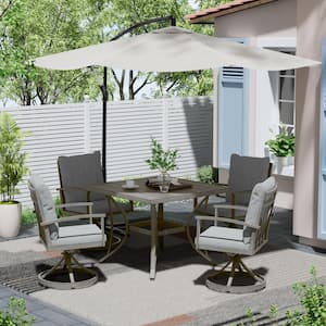 Urban Oasis Gray 5-Piece Aluminum Outdoor Dining Set with 4-Swivel Chairs and Cushions