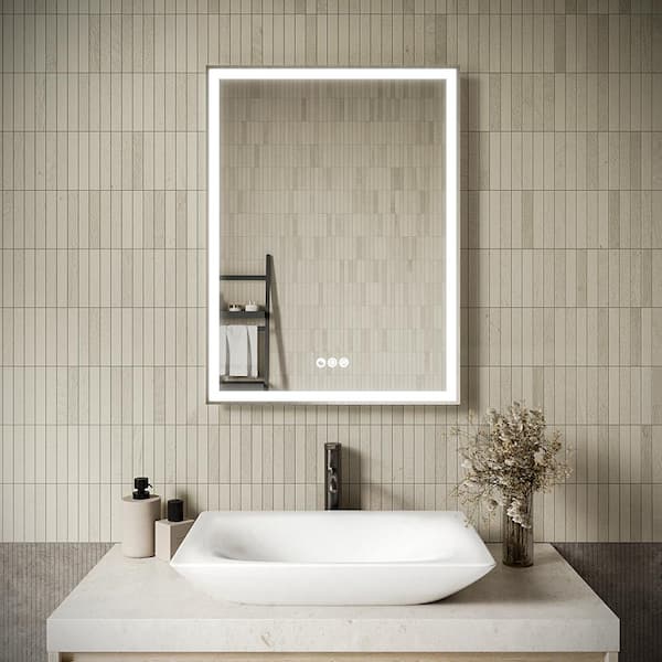 Streamline 24 in. W x 32" H Rectangular Frameless LED Light Anti-Fog Dimmable Color Temperature Change Wall Bathroom Vanity Mirror