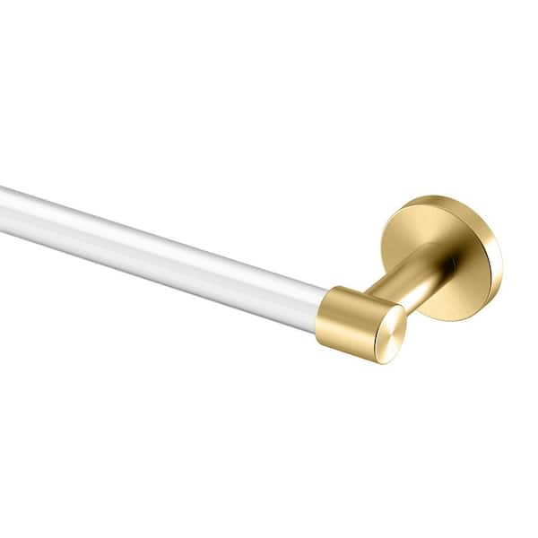 Clarion 18 in. Wall Mounted Towel Bar in Crystal-Clear Acrylic Brushed Brass