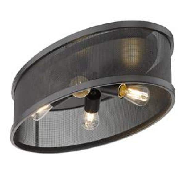 Matte Black 24" Glass Flush Mount Light Fixture