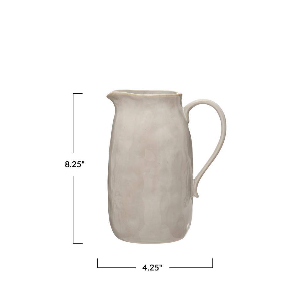 White Reactive Glaze Stoneware Pitcher, 1-Quart Capacity