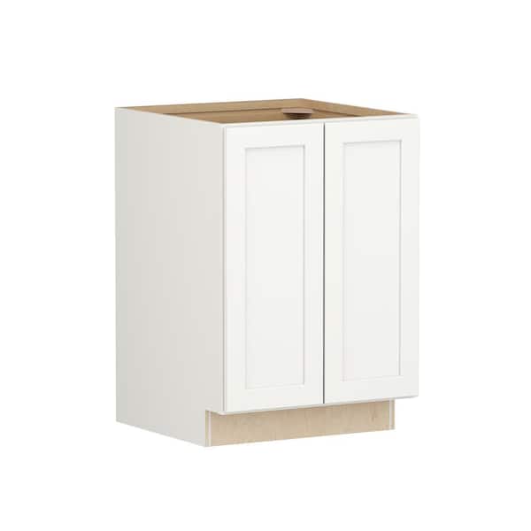 Shaker Full Overlay 24 in. W. x 24 in. D x 34.5 in. H Plywood Assembled Full Height Base Kitchen Cabinet in Linen White