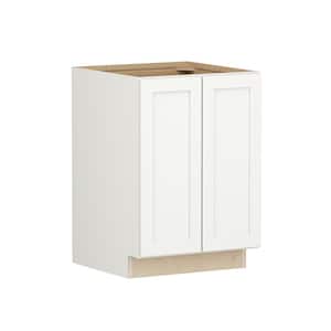Shaker Full Overlay 24 in. W. x 24 in. D x 34.5 in. H Plywood Assembled Full Height Base Kitchen Cabinet in Linen White