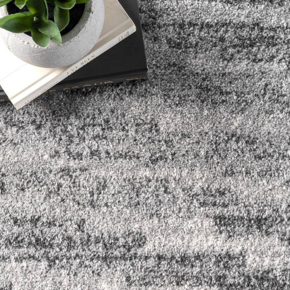 Gray Round Synthetic Reversible Area Rug, 4'0"x4'0"