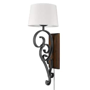 Madera Large 1-Light Black Iron Wall Sconce (Plug-In or Hardwire)