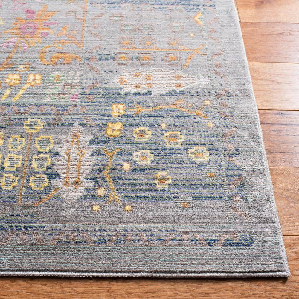 Handmade Square Grey and Multicolor Synthetic Area Rug