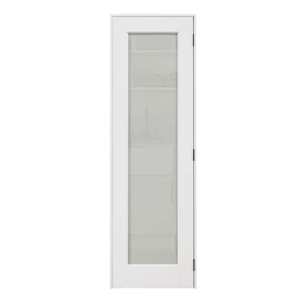 24 in. x 80 in. 1-Lite Frosted Glass Left White Solid Core Wood Single Prehung Interior Door with Quick Assemble Jamb