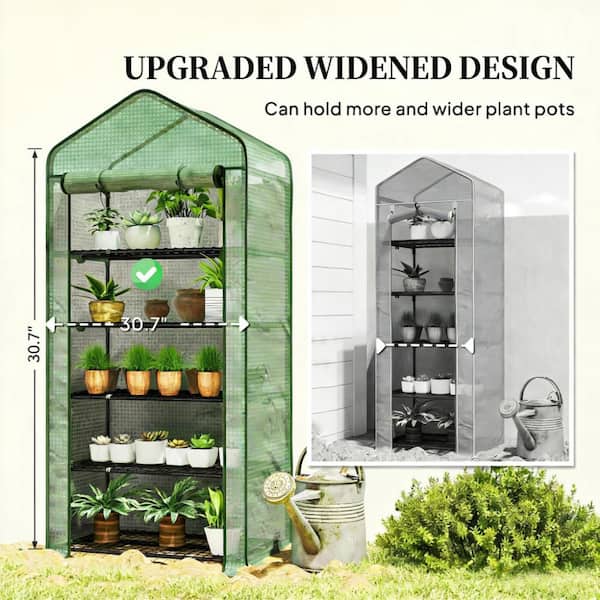 35.4 in. W x 19.3 in. D x 76 in. H Steel & Polyethylene Green Mini