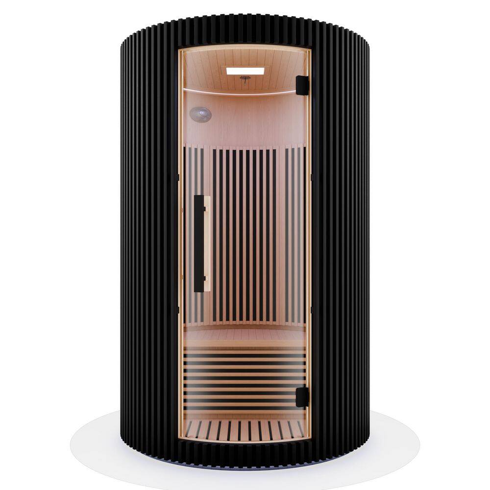1-2-Person Round Infrared Sauna with Canadian Hemlock Wood, Infrared Heating Panels, Red Light Heater, and Glass Door price history on PriceWatchPro