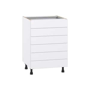Fairhope Bright White Slab Assembled Base Kitchen Cabinet with 6 Drawers (24 in. W x 34.5 in. H x 24 in. D)