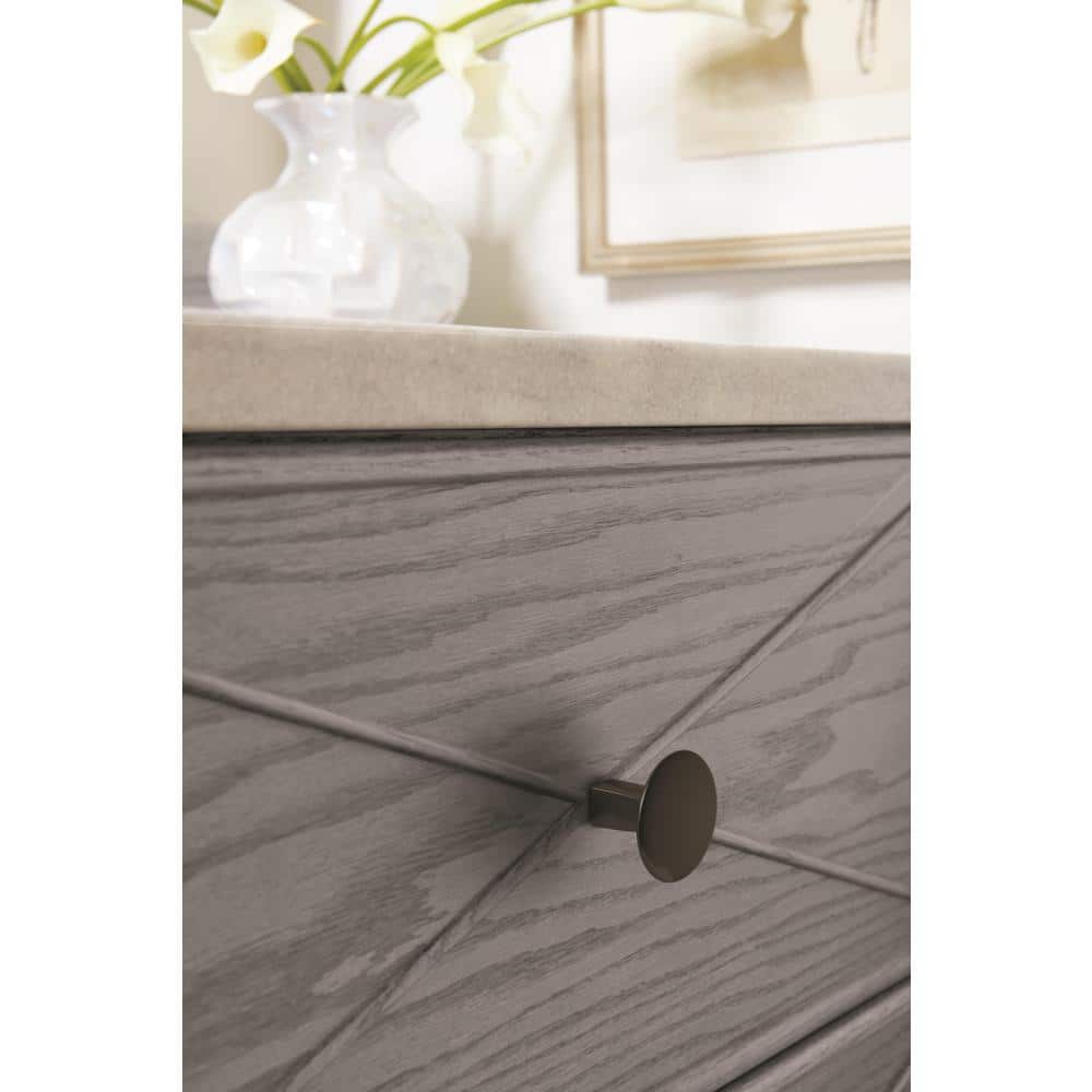 Graphite Polished Steel Round Cabinet Knob with Mounting Hardware