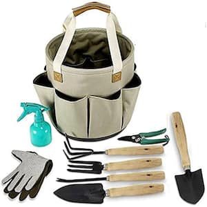 Jardineer Garden Tools Set, 8PCS Heavy Duty Garden Tool Kit with Outdoor  Hand Tools, Garden Gloves and Storage Tote Bag, Gardening Tools Gifts for