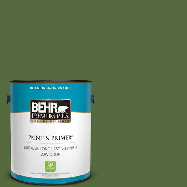 BEHR PREMIUM PLUS 1 gal. #410D-7 Mountain Forest Satin Enamel Low Odor Interior Paint & Primer