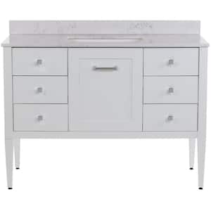 Hensley 49 in. W x 22 in. D x 39 in. H Single Sink Freestanding Bath Vanity in White with Pulsar Cultured Marble Top