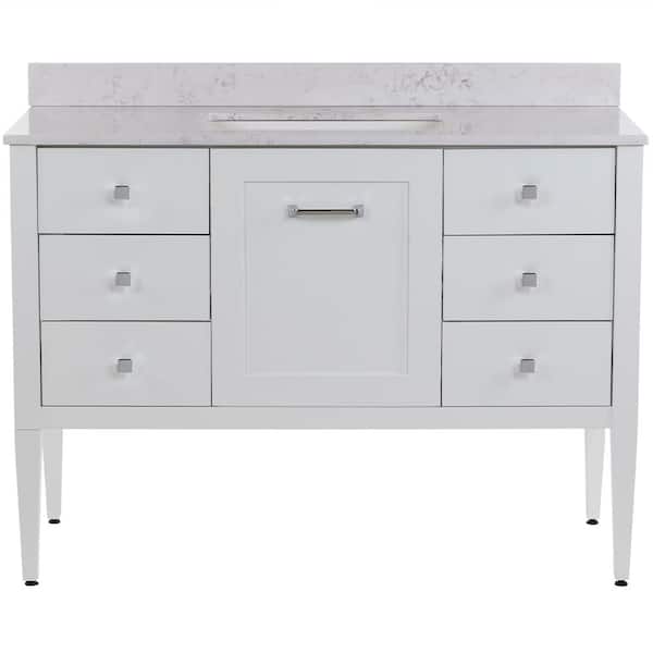 MOEN Hensley 49 in. Single Sink White Bath Vanity with Pulsar Cultured Marble Top (Assembled)