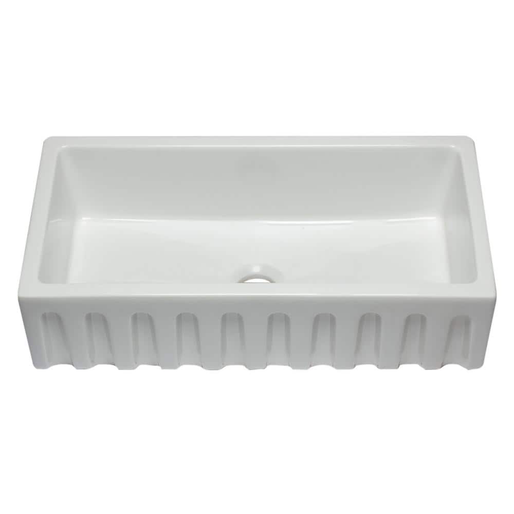 36'' White Fireclay Single Bowl Farmhouse Sink