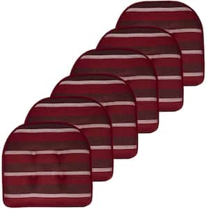 Bradford Stripe U-Shape Memory Foam 17 in.x16 in. Non-Slip Back, Chair Cushion (6-Pack) Burgundy