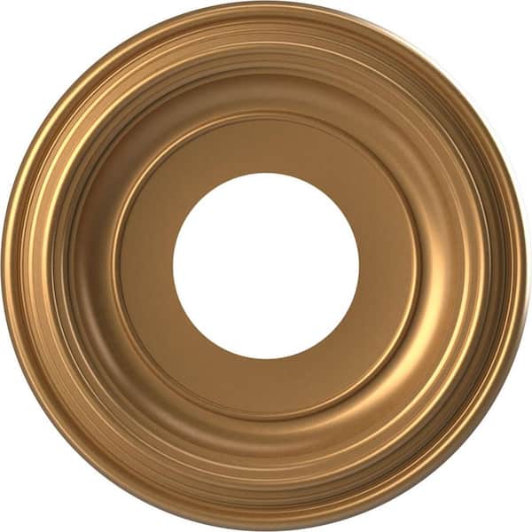 Traditional 10 in. O.D. x 3-1/2 in. I.D. x 1-1/8 in. P Thermoformed PVC Ceiling Medallion Bright Coat Gold