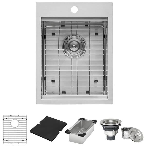 Ruvati 15 in. x 20 in. Single Bowl Workstation Drop-In Marine