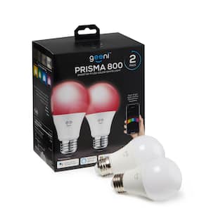 Prisma 800 60-Watt Equivalent A19 Dimmable Color and White Smart Wi-Fi LED Light Bulb No Hub Required (2-Pack)