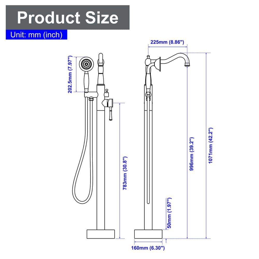 Brushed Nickel Freestanding Tub Faucet with Hand Shower