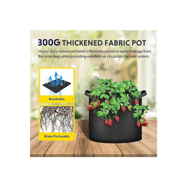 Oyezvary 1 gal. 6-Pack Black Heavy Duty Grow Bag Nonwoven Fabric Plant Pots with Aeration and Nylon Handles for Planting