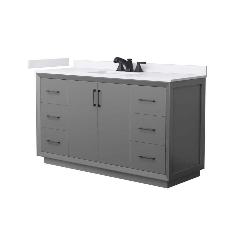 Strada 60 in. Single Freestanding Dark Gray Bath Vanity with White Cultured Marble Top Assembled price history on PriceWatchPro