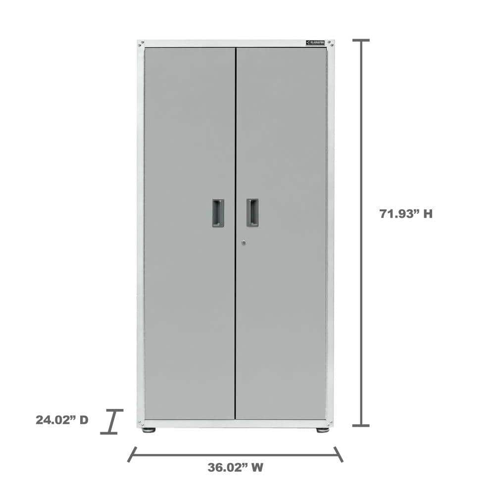 Freestanding Lockable Tread Cabinet with Adjustable Shelving in Hammered White