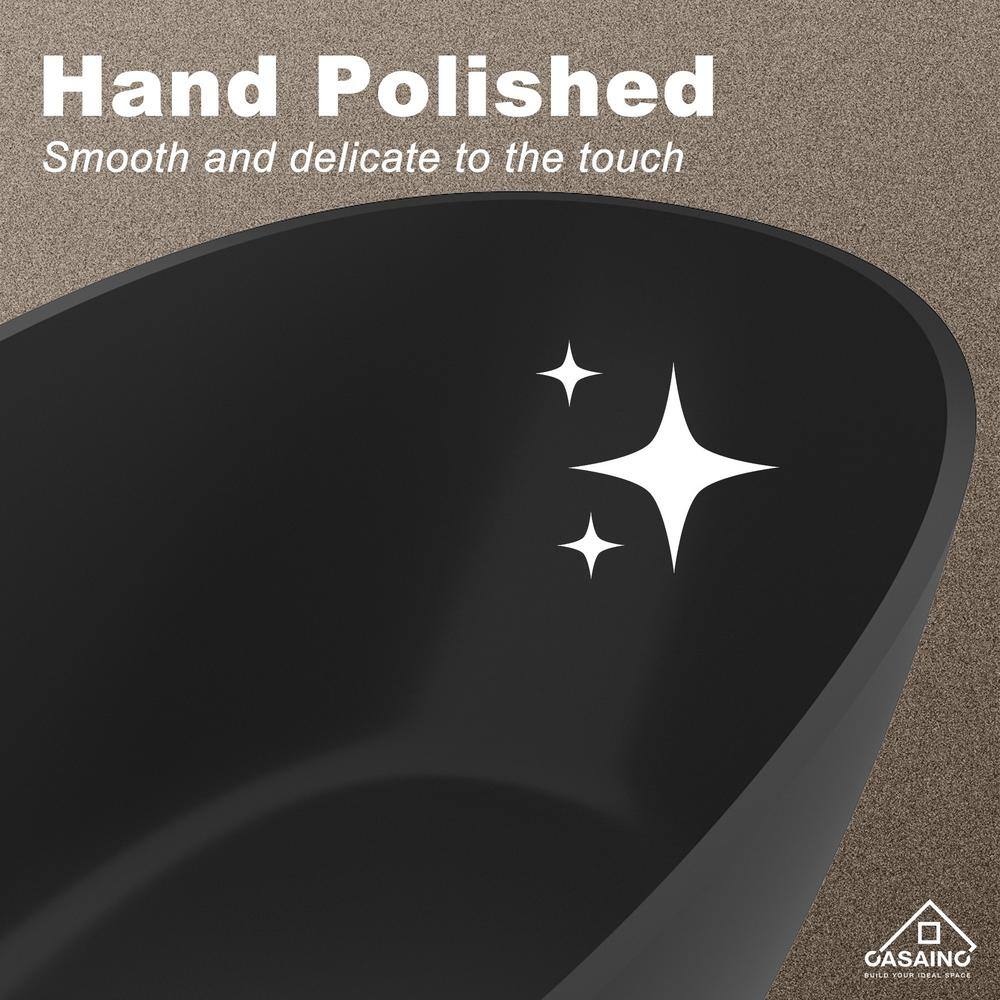 Matte Black 65'' Solid Surface Freestanding Soaking Bathtub
