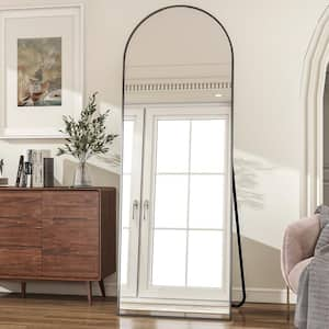 23 in. W x 67 in. H Arched Modern Black Aluminum Framed Full Length Mirror Floor Mirror