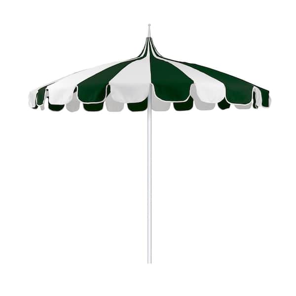 California Umbrella 8.5 ft. Silver Aluminum Commercial Natural Pagoda Market Patio Umbrella Push Lift in Forest Green Sunbrella