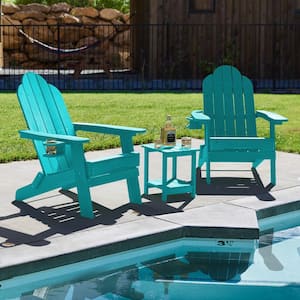 Amanda Aruba Blue Recycled Plastic Weather Resistant Outdoor Patio Adirondack Chair For Outdoor Patio Fire Pit (2-Pack)