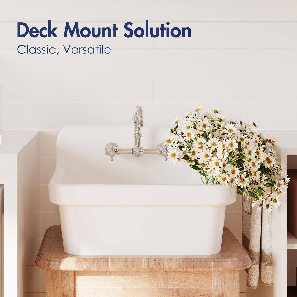 Mason 24-inch White Ceramic Farmhouse Wall Mount Utility Sink