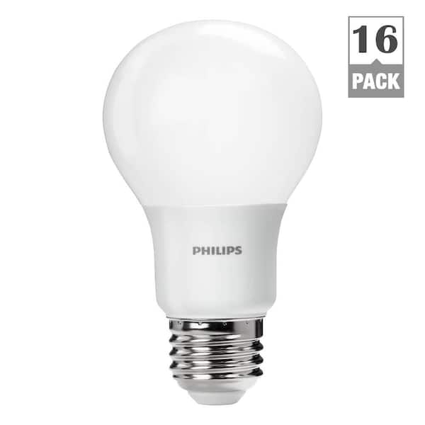 Vugge Celsius godt Philips 60-Watt Equivalent A19 Non-Dimmable Energy Saving LED Light Bulb  Daylight (5000K) (16-Pack) 461137 - The Home Depot