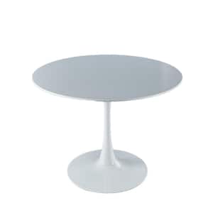 42.13 in. Big Dining Table MDF Dining Table White Round Kitchen Table