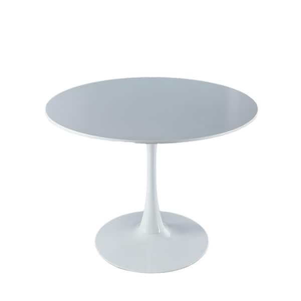 wetiny 42.13 in. Big Dining Table MDF Dining Table White Round Kitchen Table