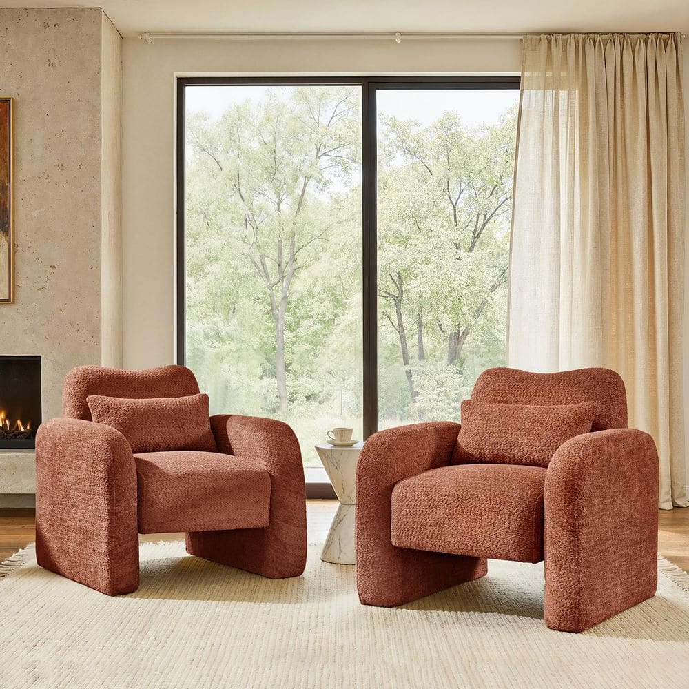 Conscience Rust Modern Polyester Upholstered Arm Chair Set of 2 price history on PriceWatchPro