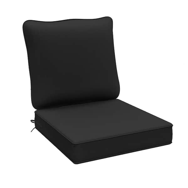 AAAAAcessories 24 in. X 24 in. Outdoor Square Waterproof Removable Sofa Cushion in black