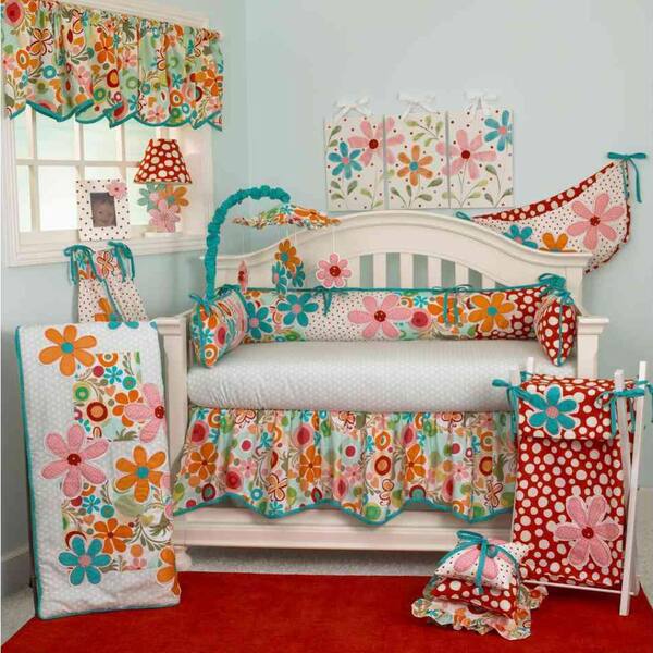 Cotton Tale Designs Lizzie 4-Piece Multicolored Floral Cotton Crib Bumpers