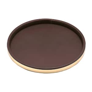 Sophisticates 14 in. Round Serving Tray in Brown and Polished Brass