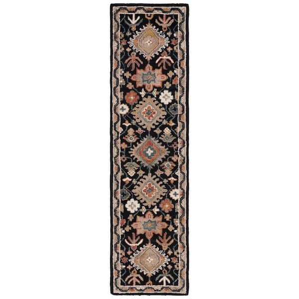 Aspen 2 ft. x 13 ft. Black/Rust Garden Diamond Runner Rug