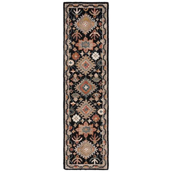 Aspen 2 ft. x 7 ft. Black/Rust Tribal Runner Rug