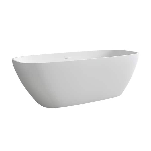 Zeus & Ruta 67 in. x 29.5 in. Soaking Bathtub with Center Drain in White/Polished Chrome
