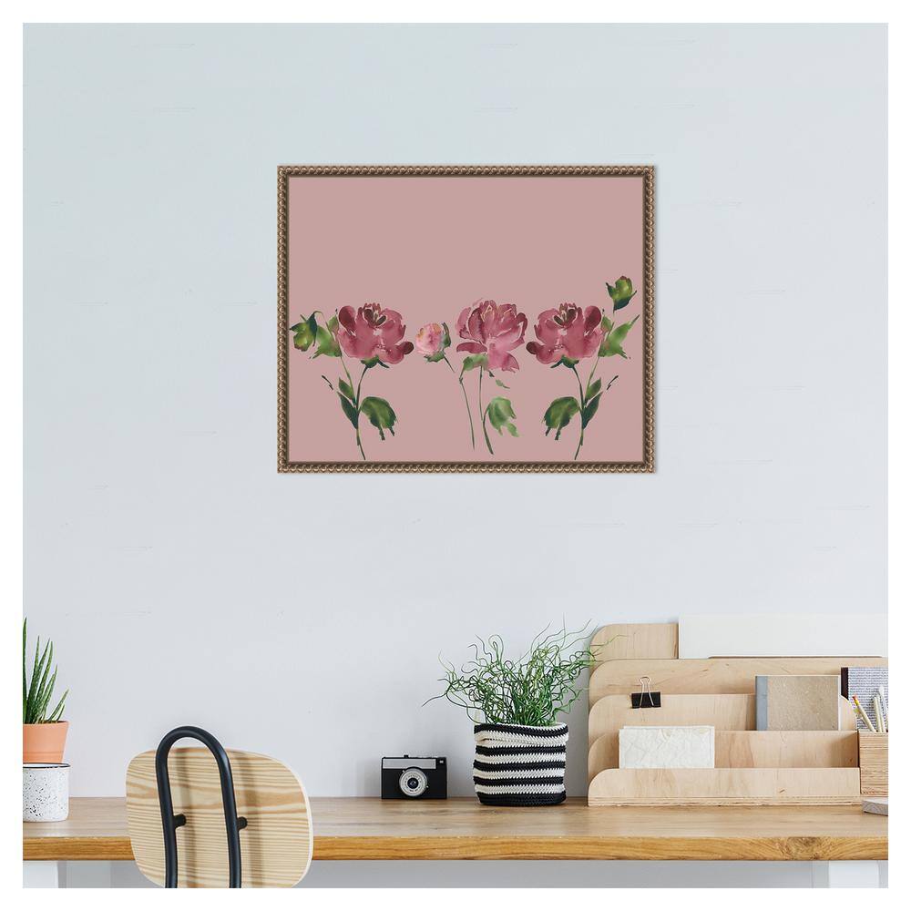 Mauve Peonies Beaded Framed Canvas Wall Art