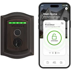 Halo Touch Venetian Bronze Traditional Fingerprint WiFi Electronic Smart Lock Deadbolt Featuring SmartKey Security