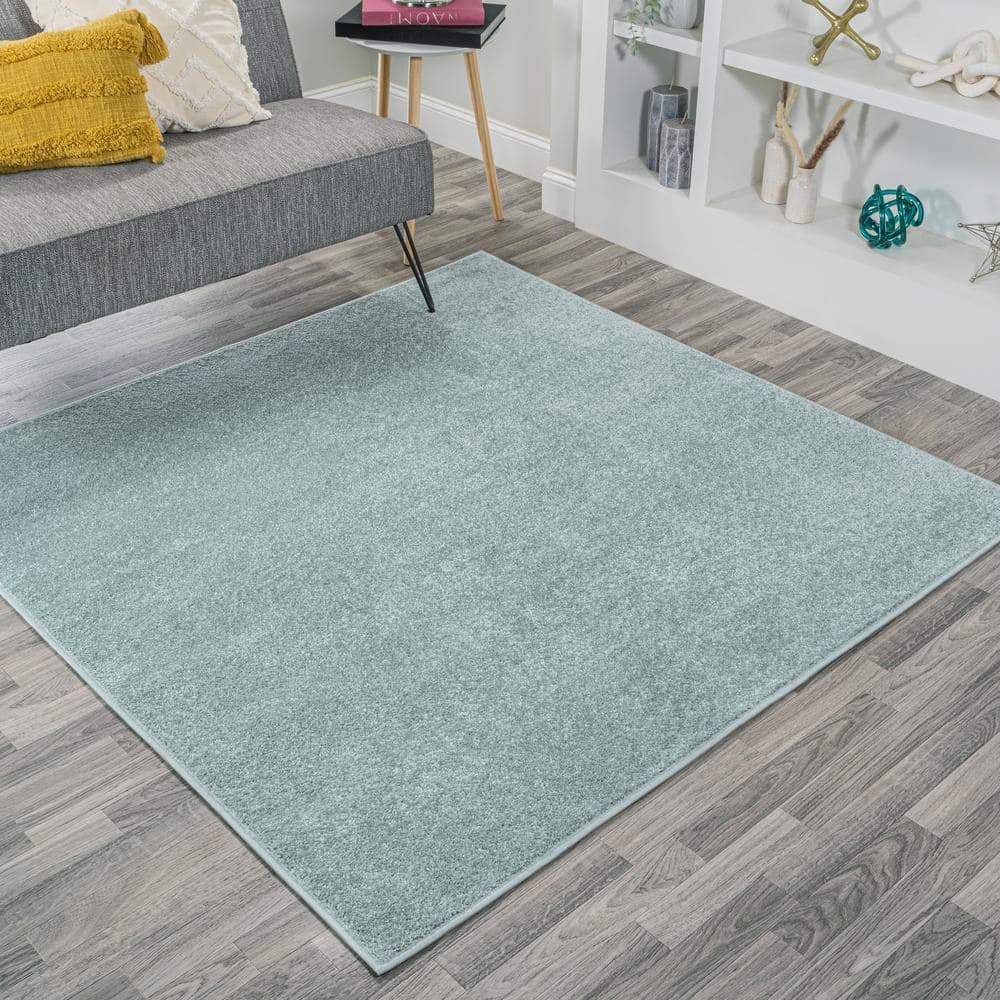 JONATHAN Y Haze Solid Low Pile Light Blue 5 ft. Square Area Rug