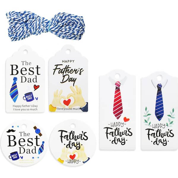 Unbranded Father's Day Gift Tags 60 Pcs Hanging Paper Tags with String for Gift Wrapping Supplies Thick Kraft Paper