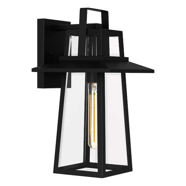 Quoizel Devonport 1-Light Matte Black Hardwired Outdoor Wall Lantern Sconce